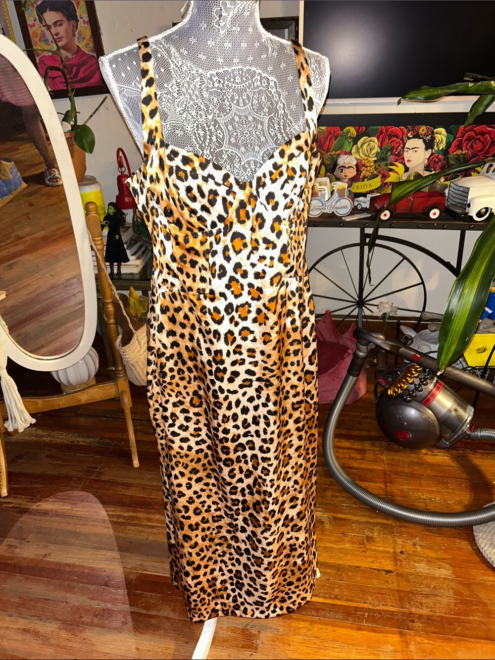 Zara Leopard Print Long Sleeve Slip Dress - Brown/Black